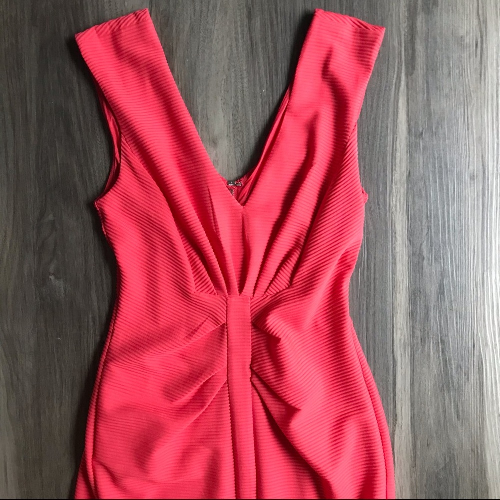 BOGO Express Gorgeous Coral Fitted Dress with Zipper - Picture 3 of 8